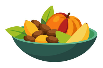 Tropical Nut and Fruit Mix Bowl with Mango for Snacking