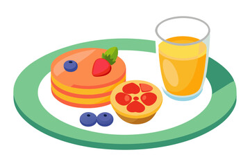 Orange Juice and Berry Side on Delicious Breakfast Plate
