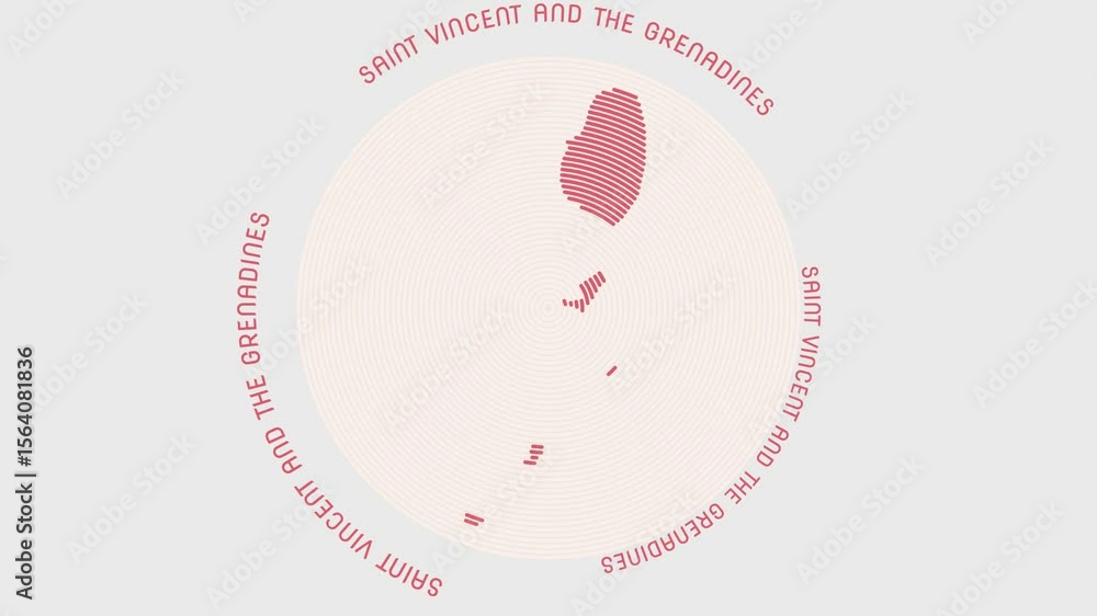 Poster saint vincent and the grenadines shape with dynamic circles visual effect. animation of saint vincen