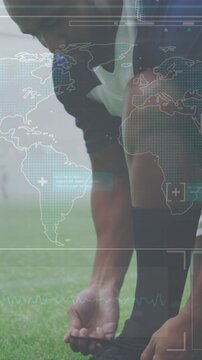 Animation of digital interface with covid 19 medical data processing over rugby players
