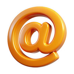 Glossy orange at symbol icon isolated on transparent background