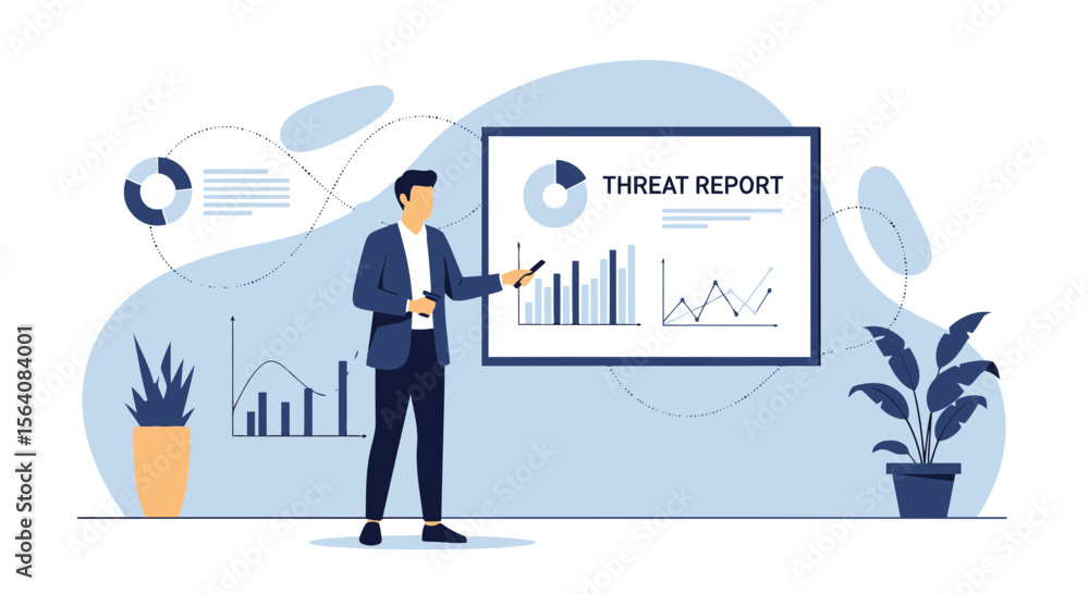 Poster professional presentation of threat analysis with business statistics and data