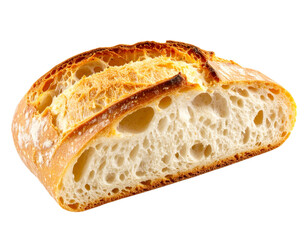 Single Slice of Crusty Baguette Isolated on Transparent Background