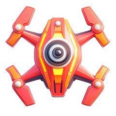 Fire rescue drone with camera in 3D style isolated on transparent background
