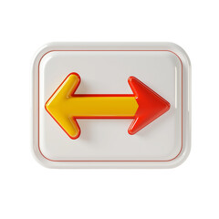 Bidirectional arrow icon in red and yellow isolated on transparent background