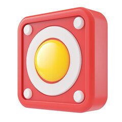 Emergency push button in red and yellow 3D style isolated on transparent background