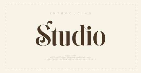 Studio Elegant luxury classic lettering serif fonts decorative wedding vintage retro logos, design for fashion, beauty shop and brand. vector illustration