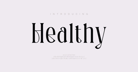 Healthy, Elegant logo and fashion alphabet.  Classic Modern Serif Lettering Minimal Fashion. Typography decoration fonts for branding, wedding, logos. vector illustration 