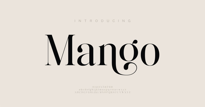 Mango Elegant alphabet letters font logo. Typography modern minimal lettering serif italic fonts decorative wedding vintage retro logos. vector illustration