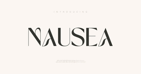 Nausea Abstract Fashion font alphabet.  Typography luxury classic lettering serif fonts decorative wedding vintage retro logos, design for fashion, beauty shop and brand. vector illustration