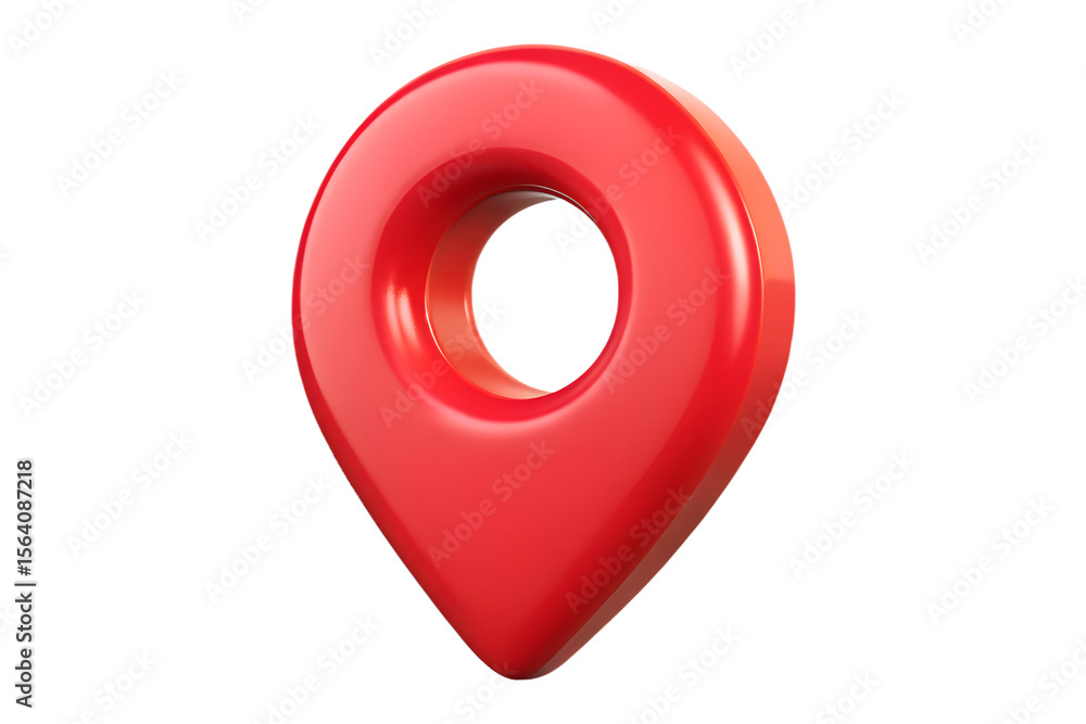 Fototapete a glossy red 3d map pin icon with a subtle gradient and highlight isolated on transparent background