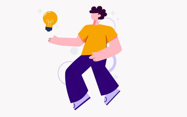 Playful cartoon illustration of a smiling child with colorful bulb idea, capturing the joy of childhood