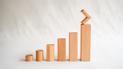 A minimalist wooden growth chart made of light oak-colored wood with visible wood grain texture