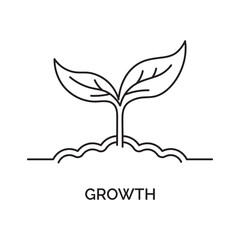 Simple Line Drawing of a Seedling Growing from Soil