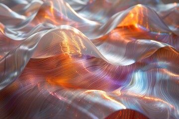 Obraz premium Colorful ripples of translucent fabric illuminated by soft light in an artistic arrangement