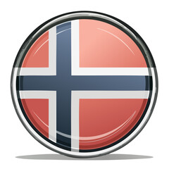 Obraz premium Button Badge with National Flag of Norway Symbol of Norwegian Culture and Patriotism