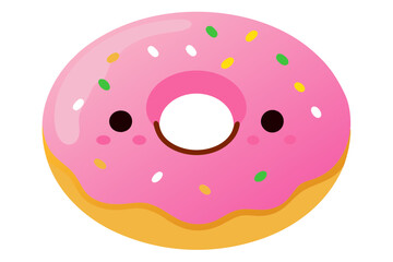 Fototapeta premium Kawaii Donut Characters Vector for Dessert Clipart