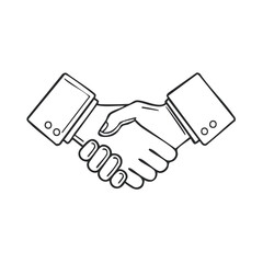 Outlined Handshake Illustration Showing Partnership, Agreement, and Business Collaboration on Black Background