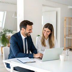 Obraz premium confident businessman young businesswoman team