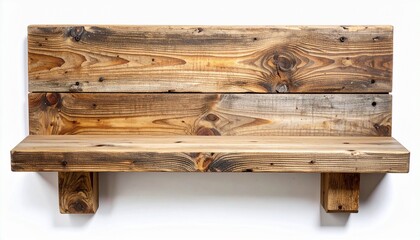 Vintage Reclaimed Wood Shelf Bracket on White Background