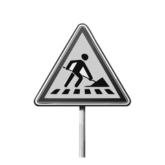 Warning sign of roadworks worker with shovel construction site road work road sign attention dangerous attention sign