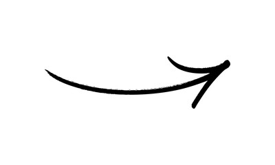 Hand-drawn Black marker arrow isolated on a transparent background, hand-drawn. Arrow icon. Arrow drawn with black marker on white background.