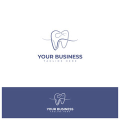 Creative desin two lines shaped teeth logo flat style