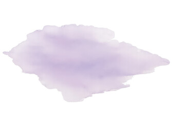 Soft pastel purple watercolor paint splash isolated on transparent background