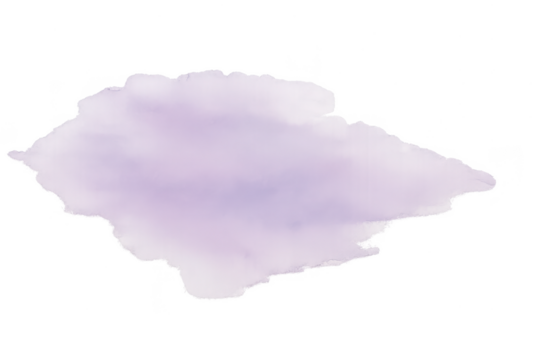 Soft pastel purple watercolor paint splash isolated on transparent background