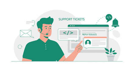 Dedicated Support Agent Responding to Customer Inquiry Via Helpdesk System
