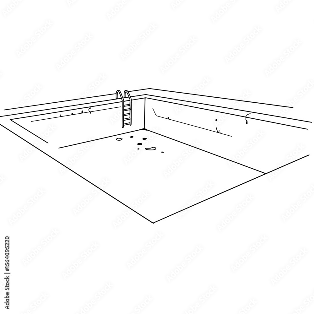 Poster empty pool silhouette: a stark silhouette of an empty pool, showcasing clean lines, geometric precis