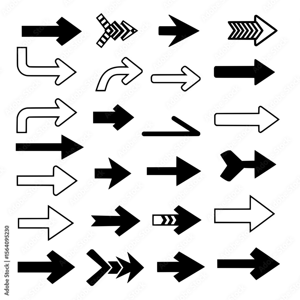 Poster arrow set: collection of various arrow icons and symbols, useful for presentations and website desig