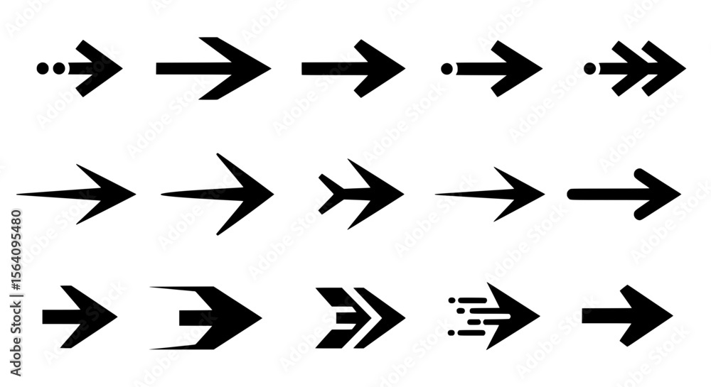 Poster arrows' array: a compelling collection of modern arrow icons, each symbolizing direction, guidance, 