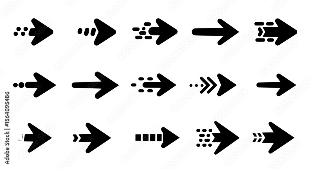 Poster arrow selection: a collection of stylized arrow icons in various designs, offering versatile choices