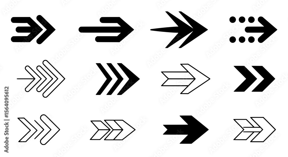 Poster arrow design assortment: a varied array of arrow designs, each conveying direction and guidance with