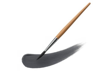 Paintbrush with grey stroke isolated on transparent background, art supplies