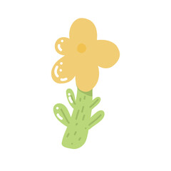 Colorful illustration in stylized spring bloom with yellow daisy flower. This vector illustration conveys the harmony of nature and is perfect for gardening themes, wall art or floral branding.