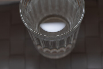 A faceted water glass, top view