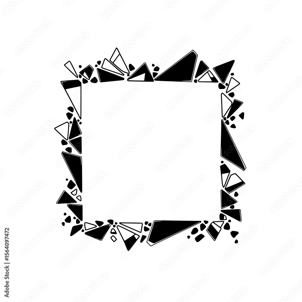 Aufkleber geometric frame: an abstract geometric frame composed of monochromatic black and white triangles. pe