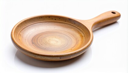 Single Handmade Clay Spoon Rest on White Background