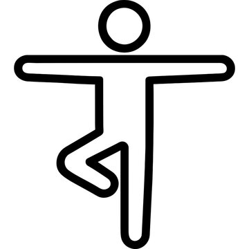 Person balancing on one foot outline icon vector