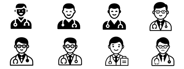 Fototapeta premium Doctor Profile Icon Vector Collection for Medical, Healthcare, and Professional Projects