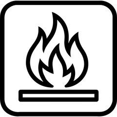 Flammable material symbol outline icon vector