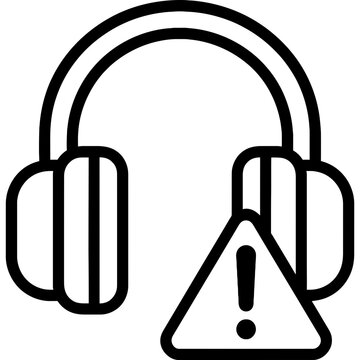 headphones with warning sign clip art preview