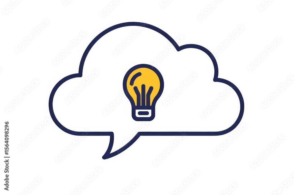 Aufkleber cloud idea and thought symbol. depicts a brilliant solution emerging from a connected system. repres