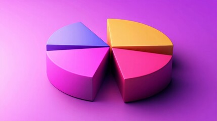 Obraz premium Pie chart in D, vibrant gradient parts with smooth edges, displayed on floating panel
