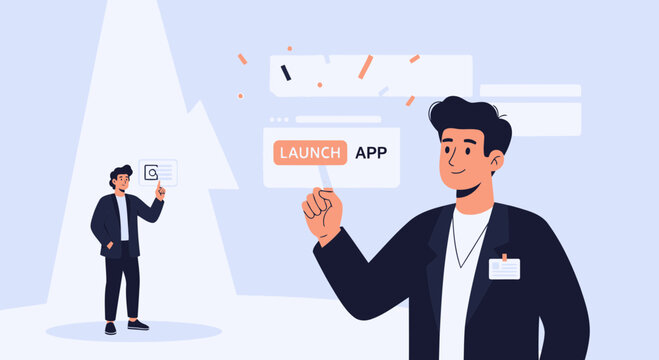 Ready To Launch: Young Entrepreneur Launching App And Celebrating Milestone