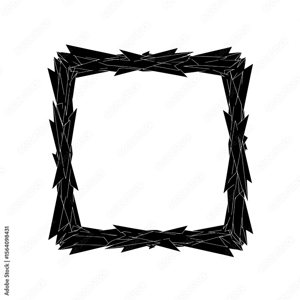 Aufkleber geometric abstract frame: a bold, geometric abstract frame, intricately constructed from angular, bl