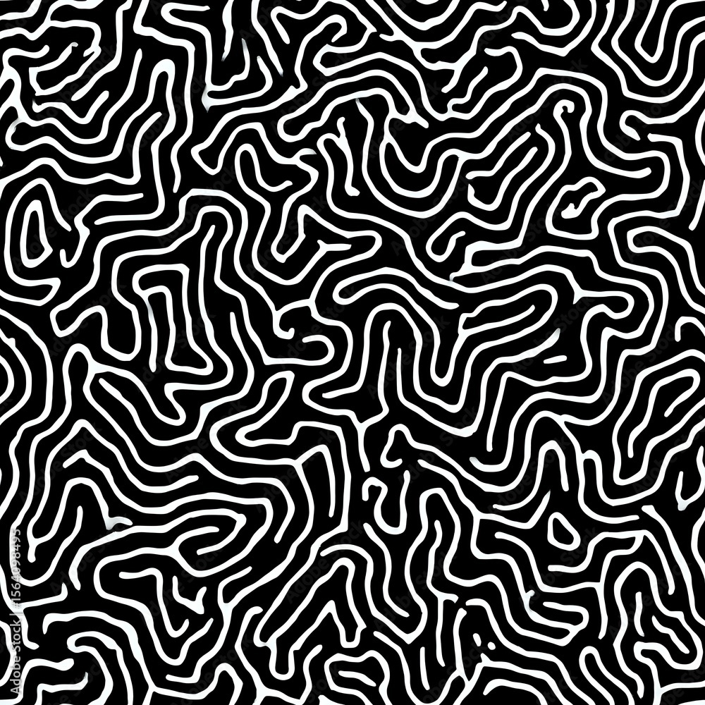 Poster abstract black and white organic wavy lines creating seamless pattern. continuous flowing curves for