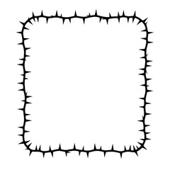 Obraz premium Thorny Square Frame: A minimalist illustration of a square frame outlined by sharp thorns, presenting a striking contrast between emptiness and protective barrier.